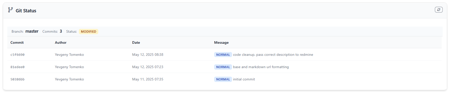 Git Status Widget